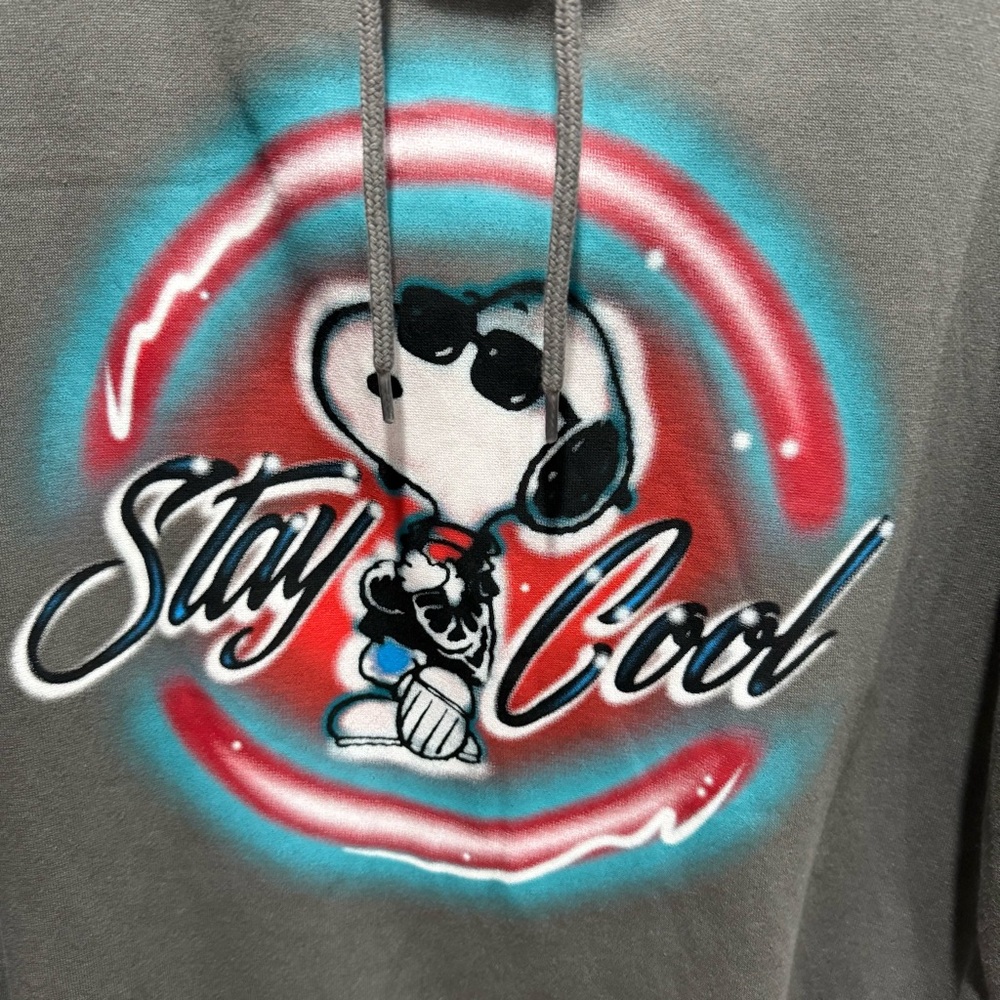Peanuts Snoopy Graphic Hoodie Pullover Pocket Streetwear‎ Med Charlie Brown - Picture 2 of 11